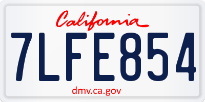CA license plate 7LFE854