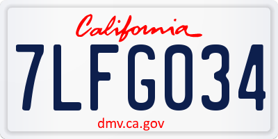 CA license plate 7LFG034
