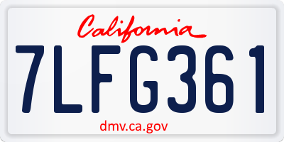 CA license plate 7LFG361