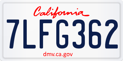CA license plate 7LFG362