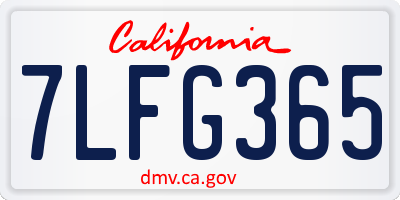 CA license plate 7LFG365