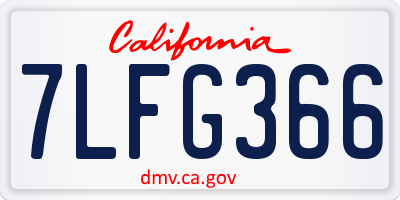 CA license plate 7LFG366