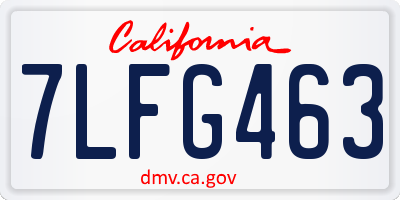 CA license plate 7LFG463