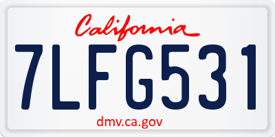 CA license plate 7LFG531