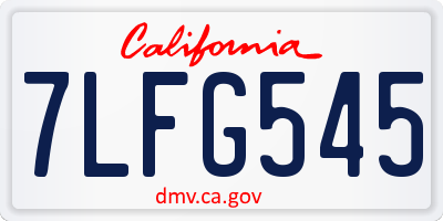 CA license plate 7LFG545