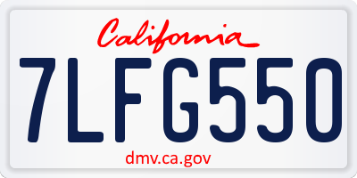 CA license plate 7LFG550