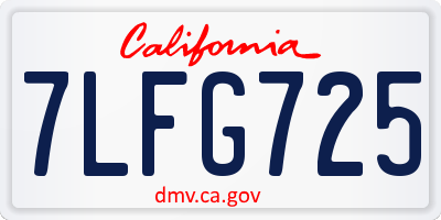 CA license plate 7LFG725