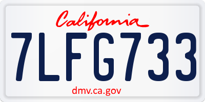CA license plate 7LFG733