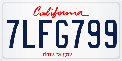 CA license plate 7LFG799