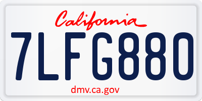 CA license plate 7LFG880