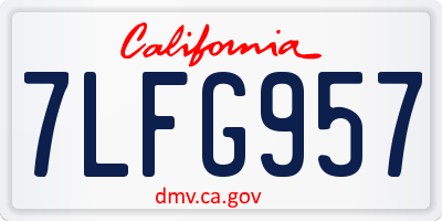 CA license plate 7LFG957