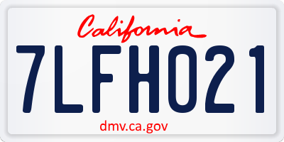 CA license plate 7LFH021