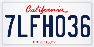 CA license plate 7LFH036