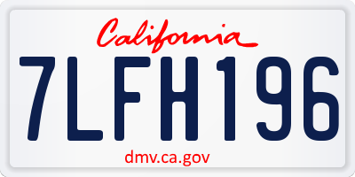 CA license plate 7LFH196