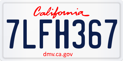 CA license plate 7LFH367