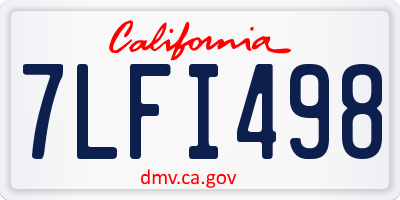 CA license plate 7LFI498