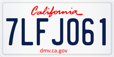 CA license plate 7LFJ061