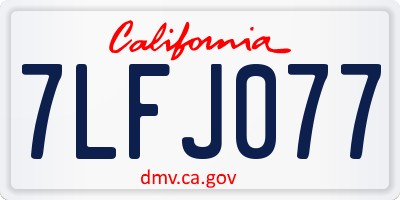 CA license plate 7LFJ077