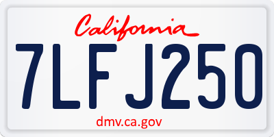 CA license plate 7LFJ250