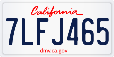 CA license plate 7LFJ465