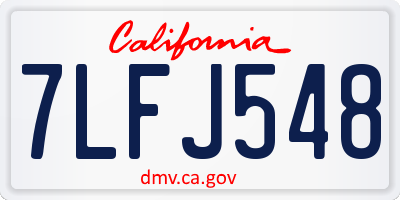 CA license plate 7LFJ548
