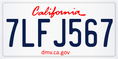 CA license plate 7LFJ567