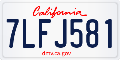 CA license plate 7LFJ581