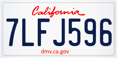 CA license plate 7LFJ596