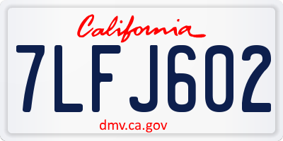 CA license plate 7LFJ602