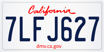 CA license plate 7LFJ627