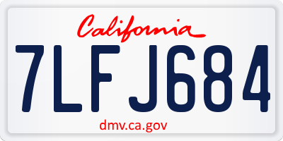 CA license plate 7LFJ684