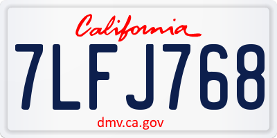 CA license plate 7LFJ768