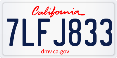 CA license plate 7LFJ833