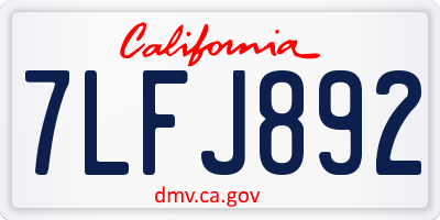 CA license plate 7LFJ892