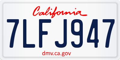 CA license plate 7LFJ947