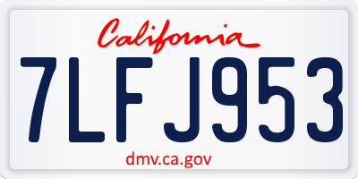 CA license plate 7LFJ953