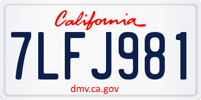 CA license plate 7LFJ981