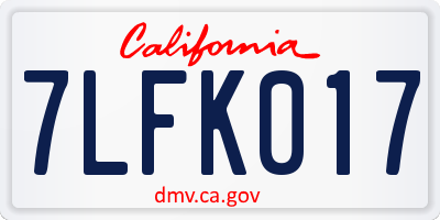 CA license plate 7LFK017