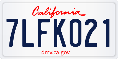 CA license plate 7LFK021