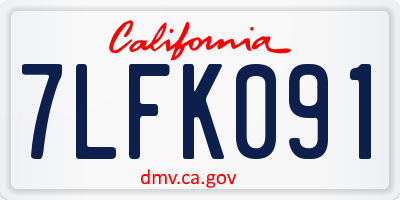 CA license plate 7LFK091