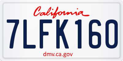 CA license plate 7LFK160