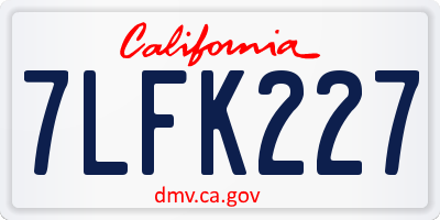 CA license plate 7LFK227