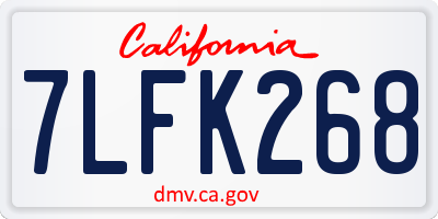 CA license plate 7LFK268