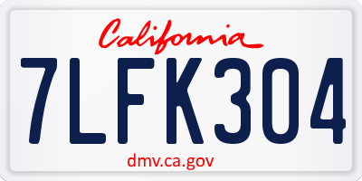 CA license plate 7LFK304