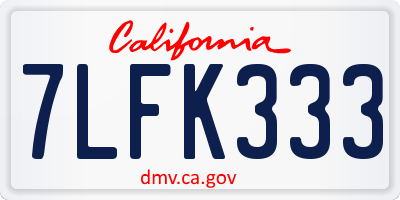 CA license plate 7LFK333
