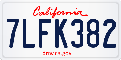 CA license plate 7LFK382