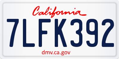 CA license plate 7LFK392