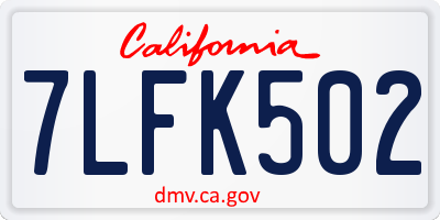 CA license plate 7LFK502