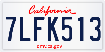 CA license plate 7LFK513