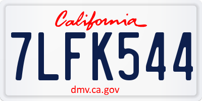 CA license plate 7LFK544